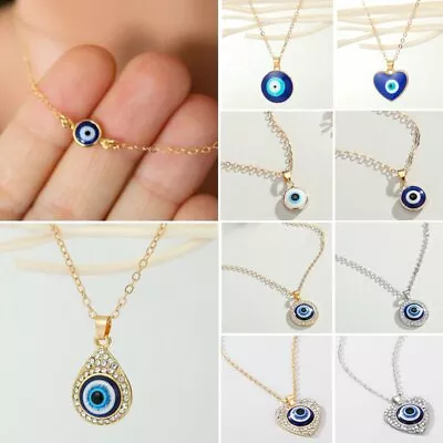 $1.93 • Buy Turkish Lucky Evil Eye Beads Pendant Necklace Blue Eye Clavicle Women Jewelry 