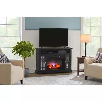 StyleWell Fireplace TV Stand 47  Freestanding Media Console Electric Wood Black • $449.45