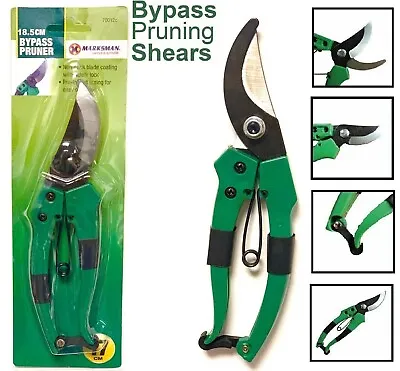 Garden Pruners Bypass Heavy Duty Plant Cutter Safety Lock Scissors Hand Tool • £2.99
