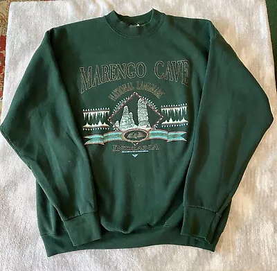 Vintage Marengo Cave Indiana National Landmark Sweatshirt Size M Green • $25.50