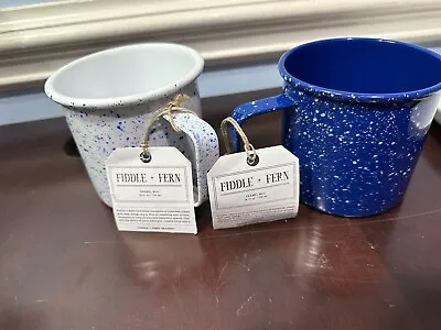 Fiddle And Fern 24 Oz Enameled Coffee Mugs New With Tags  • $15