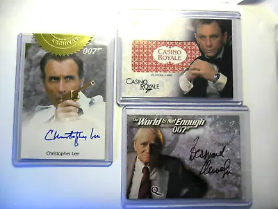 3 James Bond Cards Christopher Lee Desmond Lllewelyn Q Autocasino Royale Playing • $1899