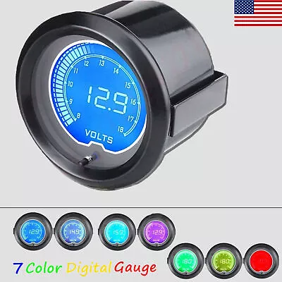 8-18V LED 2  52mm 7 Color Digital Display Volt Gauge Meter Gauge Boat AUTO US • $24.09