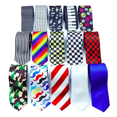 SLIM NECKTIE Selections Unisex Checkered Solid Money Gay Pride Stripe USA Seller • $8.75