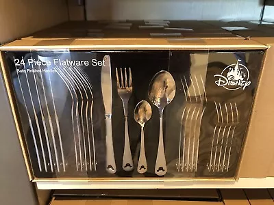 Disney Parks 24 Piece Flatware Set Mickey Icon Silverware Satin Finish NIB • $119.96