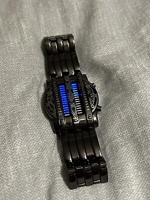 Binary Matrix Watch With Blue LED Lights Black Stainless Steel WORKING • $12