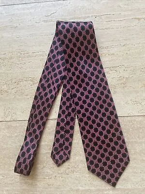 STEFANO RICCI Rich Pink Black Geometric Smooth Silk Tie Made In ITALY • $55