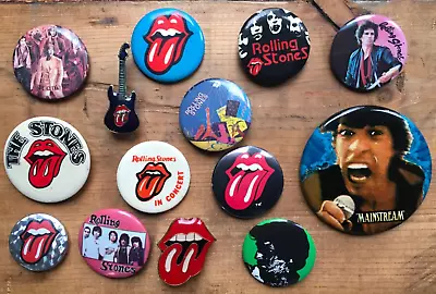 Lot Of 14 Vtg Pinback The ROLLING STONES Enamel Pins Concert Hot Lips • $68.03