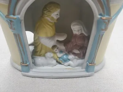 Illuminated Porclain Hand Painted Nativity Crèche Scene Set Nightlight 7” Tall • £17.32