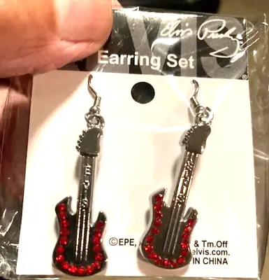 Elvis Presley Guitar Earrings - Name In Frets~ **bling** -still Factory Packaged • $29.95