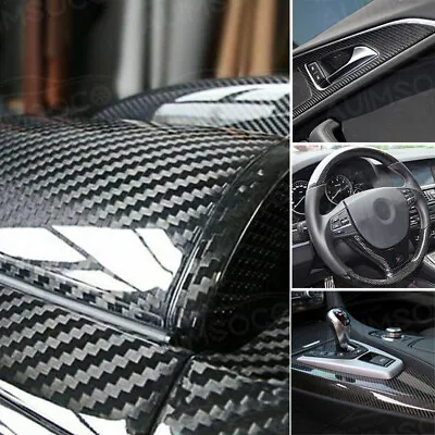 Carbon Fiber Vinyl Film Car Interior Wrap Stickers Auto Parts Black 7D Glossy • $17.99