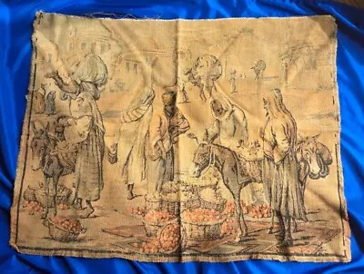 Antique Middle Eastern Scene Tapestry Made In France 24  X 32  19th Century  • $59.99