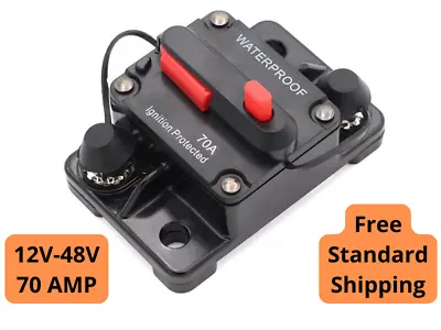 70 Amp Waterproof Circuit Breaker Auto/Marine/Solar 12-48V DC Manual Reset • $11.99