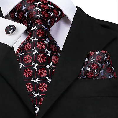 Men's Tie Silk Classic Wedding Necktie And Pocket Square Cufflinks Set Paisley • £8.99