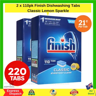 2x Finish Dishwashing Tablets Tabs Classic Everyday Clean Lemon Sparkle 110p 220 • $57.99