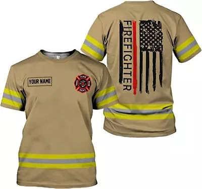 Personalized Firefighter Shirt Custom Name Fire Man Firefighter Gift Tshirt 3D S • $21.99