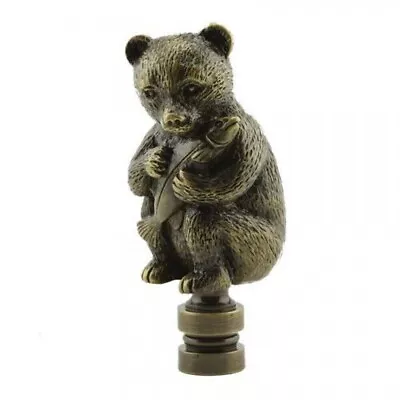 Bear Holding Fish Shade Finial Antique Brass - Finial Thread • $10.90