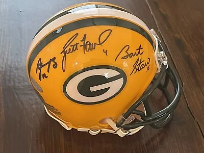 Aaron Rodgers •Bart Starr•Brett Favre Signed Autographed Mini Helmet STEINER COA • $1350