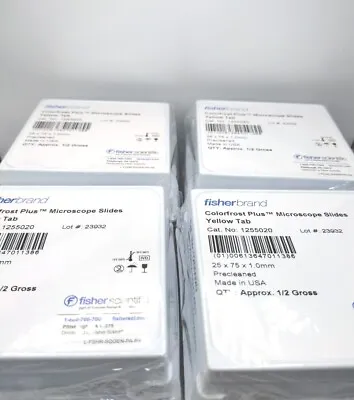 Fisherbrand Colorfrost Plus Microscope Slides Yellow Tab Case Of 10 GR 12-550-20 • $800