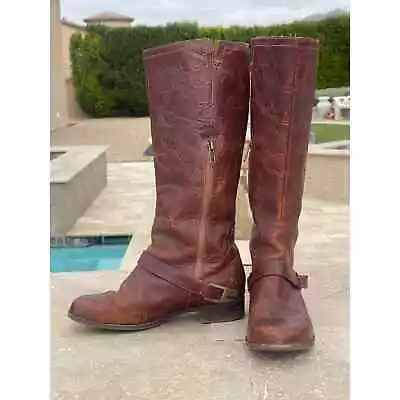 Ugg Australia Channing Brown Leather Harness Knee High Riding Boots - 6.5  • $84