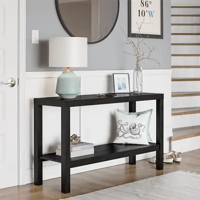 Parsons Console Table Sofa Black Oak Kitchen Entry Way Office Storage Furniture • $93.87