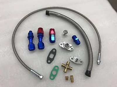 Turbo Charger Oil Drain Return + Feed Line T3 T4 T04e T60 T61 T70 Complete Kit • $39.99