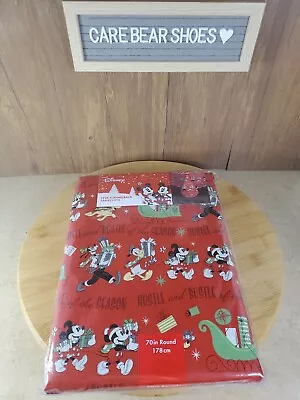 Disney Mickey Mouse PEVA FLANNELBACK Tablecloth 70” Round. NEW • $22.95