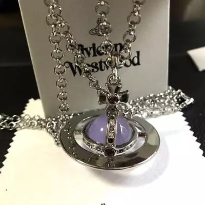 Vivienne Westwood Necklace Small Orb Silver Purple IN BOX [EJ0154 • $158.90