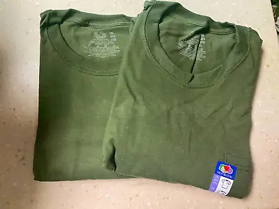 Pack Of 2 OD Green Fruit Of The Loom S/S Pocket T-Shirts - 2XLarge • $14.95