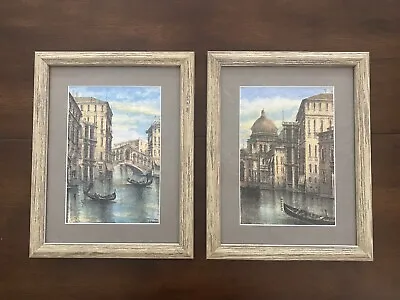 Pair Of Framed Art Prints Venice Italy Waterway Signed Teresa • $49.95