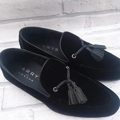 £93 • Buy New Harrys Of London Mens Shoes Black Velvet Penny Loafers UK 5  EU 38 No Box