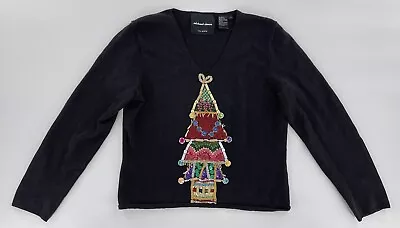 Michael Simon 2001 Vintage Y2K Beaded Christmas Tree Sweater ~ Women’s Small • $129.95