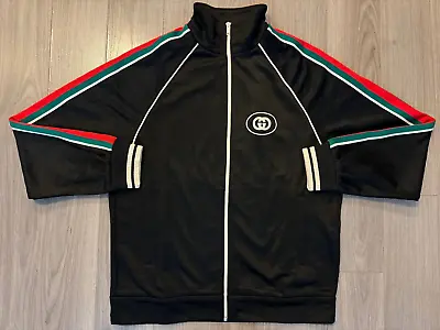 Gucci Technical Jersey Zip Jacket Track Black Sz L • $459