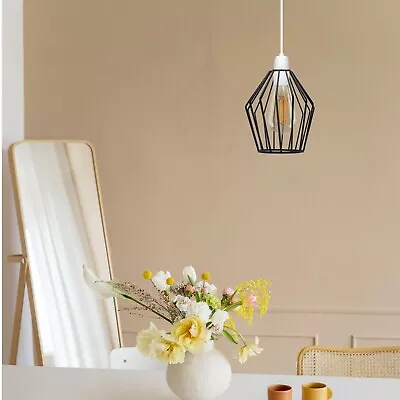 Ceiling Light Shade Geometric Pendant Lampshade Easy Fit Hanging Metal Wire Cage • £9.89