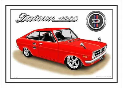 Datsun  1200 Coupe  Limited Edition Car Drawing A4  Print ( 7 Car Colours )  • $16.50