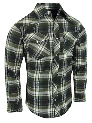 Plaid Flannel Shirt Snap Up Western Style Mens Flap Chest Pockets New Colors C • $21.95