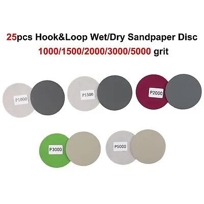 Waterproof Hook&Loop Sandpaper Discs 25pcs 3 Inch WetDry 1000 5000 Grit • £5.15