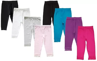 Leggings Baby Toddler Girls Lace Sequin Ruffle Ankle 100% Cotton Pack Of 8 New • $12.99