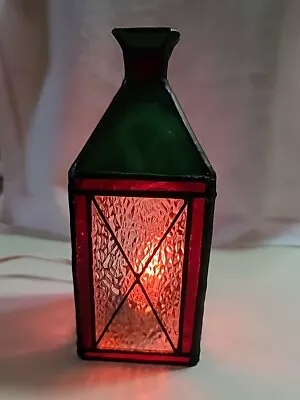 Vintage Stained Glass Small Lantern Night Table/Side Table Lamp • $18