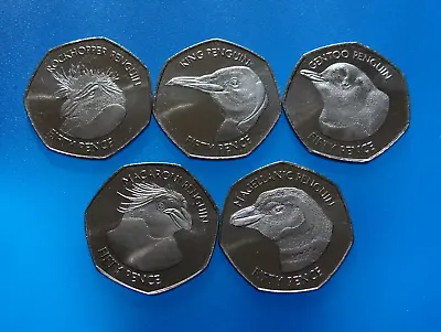 2018 🇫🇰 Falkland PENGUIN 50 Pence NEW 5 Coin Set * 50 P British Coins • £19.95