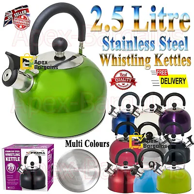 2.5L Whistling Kettle Gas Electric Induction Hob Stove Stainless Steel Camping • £11.25