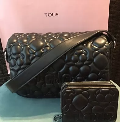 Tous Medium Crossbody Black Bold Handbag And Wallet VERY CLEAN! • $259