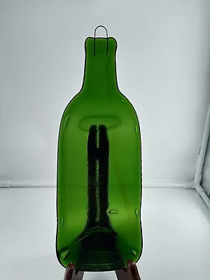 Melted Flat Green Glass Bottle Spoon Rest/Wall Hanger 12 T • $10