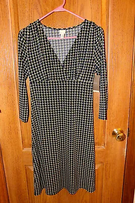 NWT Women's Merona Dress Size XS Black/Olive Green/Off-White Houndstooth  • $16.99