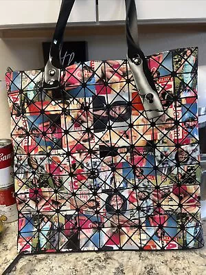 Michelle Obama Glossy Magazine Collage Large Handbag Purse Tote Black Vinyl  • $25