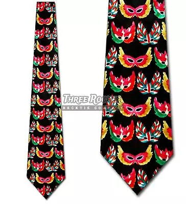 Mardi Gras Ties Mardi Gras Feathered Mask Neckties Parade Men's Neck Tie • $18.75