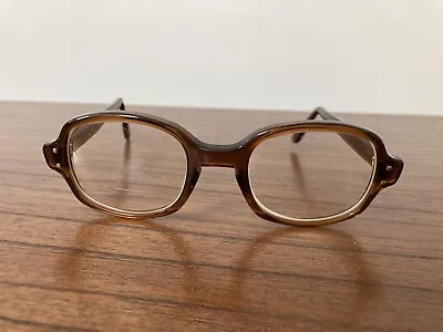 Vintage 1960s Romco Halo Military BCG Brown Eyeglasses Frames 4 1/2 X 5 3/4 • $29.98