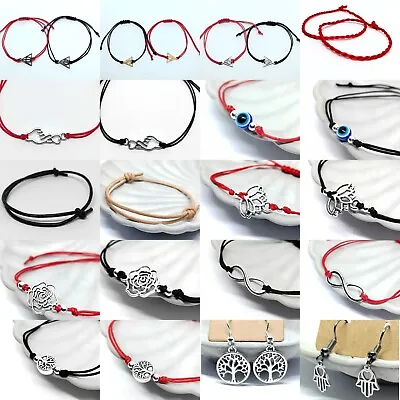 Red Silver Bracelet Evil Eye Charm Kabbalah Hand Fatima Lucky Protection Hamsa • £2.49