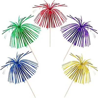 50 Pack Palm Tree Picks Cocktail Sticks 6 Colours Foil Drink Decorations Party   • £3.99