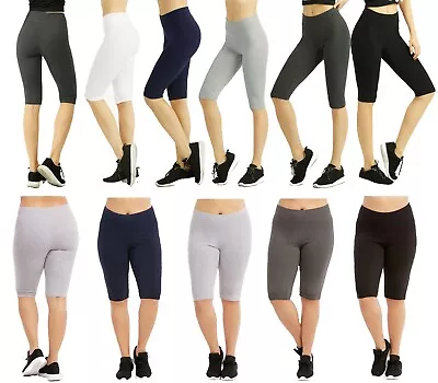 Women Leggings  Biker Shorts Capri Knee Cotton Spandex High Waist Yoga Fitness • $12.90